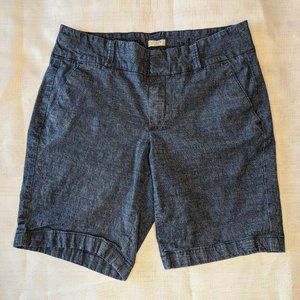 J Crew Shorts‎ Womens 4 Blue Chambray Cotton Bermuda Frankie Coastal